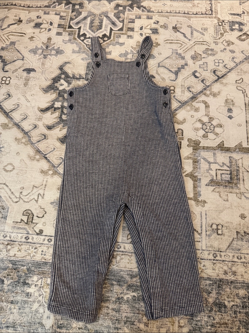 Janie and Jack Baby Houndstooth Overalls 12-18 Months navy White
